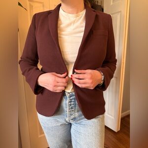 Burgundy Waffle-Print Blazer
